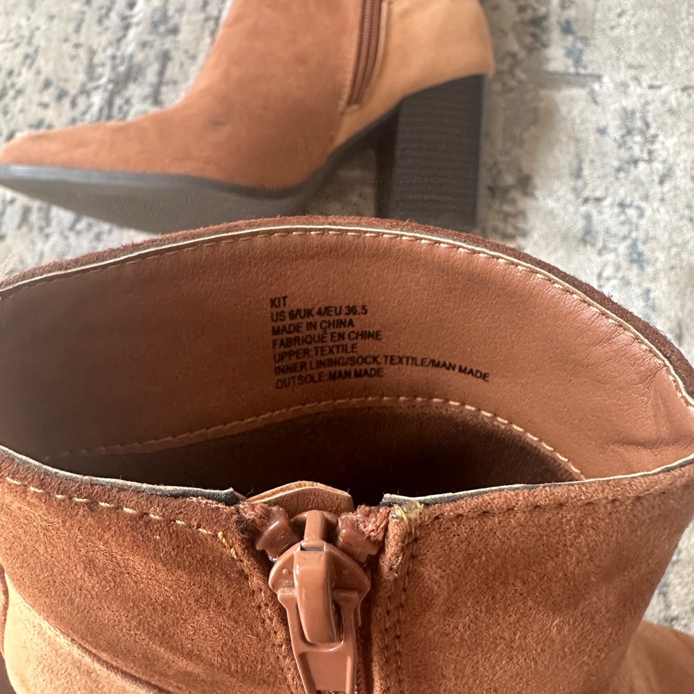 Stylish Tan Suede Ankle Boots - Picture 7 of 10